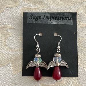 Handcrafted Red Ruby Angel Earrings new